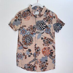 Denim & Flower Ricky Singh Kids' Juniors Modern Floral Shirt Tan Blue Size 13/14